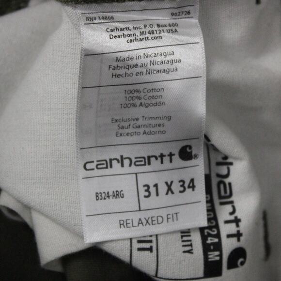 Carhartt Relaxed Fit Carpenter Pants Olive Green Workwear 31x34 Mens - Picture 4 of 9